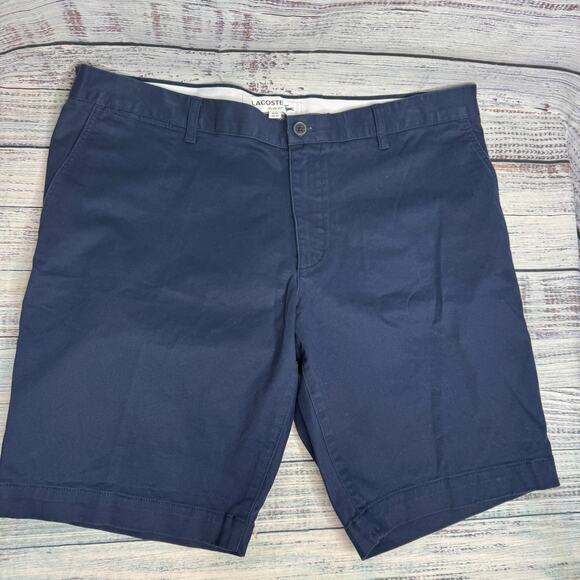 Lacoste Slim Fit Navy Blue Mens Flat Front Shorts 40 - Picture 1 of 3